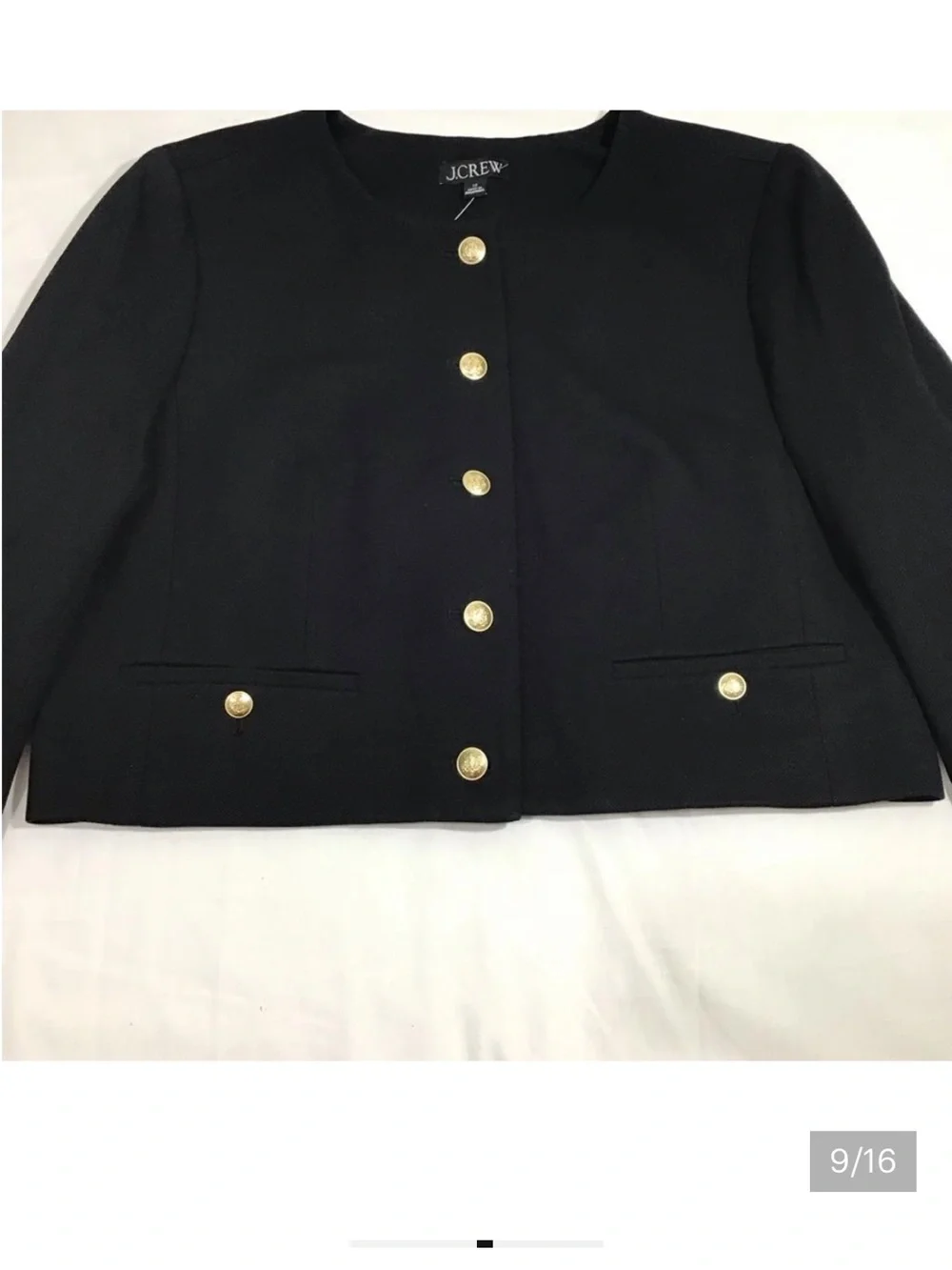 J. Crew Black Cropped Lady With Gold Button Detail Jacket New Size 12